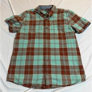 Toad & Co. Plaid Short‎ Sleeve Button Down Shirt Men's Size Medium